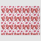 Red Cherry Bow Seamless Pattern Cute Coquette Gift 薄葉紙 (正面)
