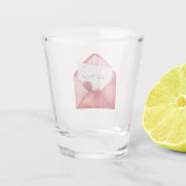 Red Cherry Heart Envelope Valentine's Day ショットグラス (裏面)