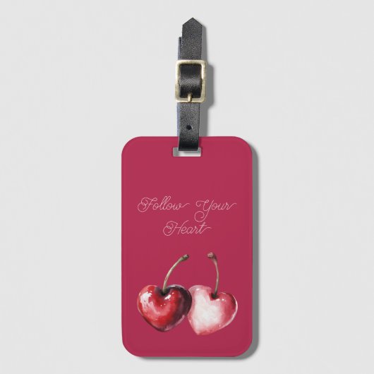 Red Cherry Hearts ラゲッジタグ (正面縦)