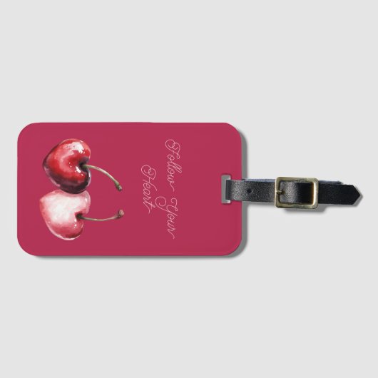 Red Cherry Hearts ラゲッジタグ (正面横)