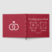 Red Cherry Ornate Monogram Wedding Guest Book ゲストブック (全面)