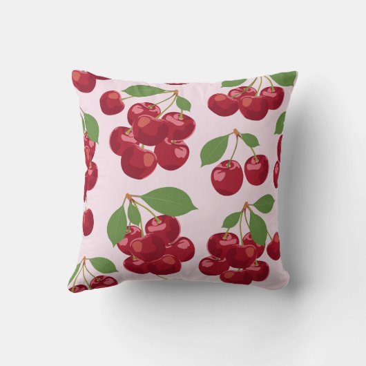 Red Cherry Pattern Square クッション (裏面)