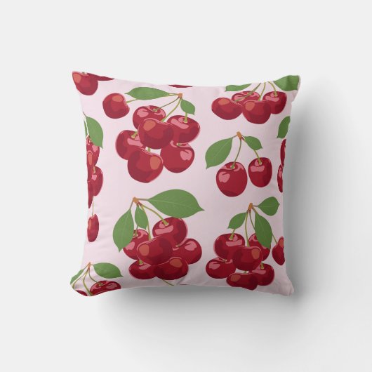 Red Cherry Pattern Square クッション (正面)