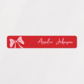 Red Cherry & Pink Bows Waterproof Kids Name ラベル (デザイン1)