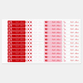 Red Cherry & Pink Bows Waterproof Kids Name ラベル (シート)