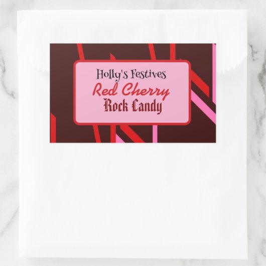 Red cherry rock candy label 長方形シール (バッグ)