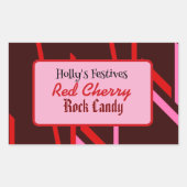 Red cherry rock candy label 長方形シール (正面)
