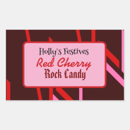 Red cherry rock candy label 長方形シール