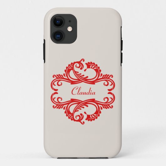 Red Chic Damask BT iPhone 5ケース Case-Mate iPhoneケース (裏面)