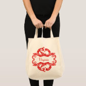 Red Chic Damask Tote Bag トートバッグ (正面(商品))