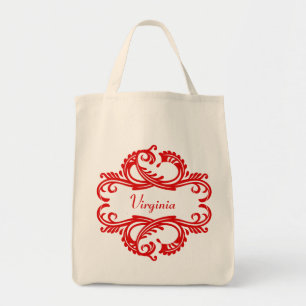 Red Chic Damask Tote Bag トートバッグ