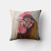 Red Chicken Hen Photo クッション (裏面)