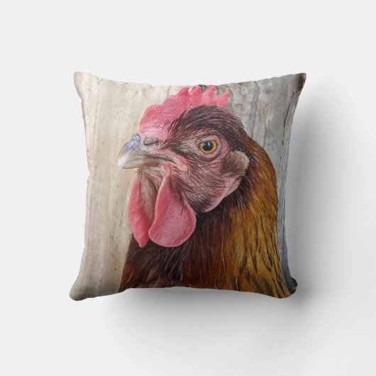 Red Chicken Hen Photo クッション (裏面)