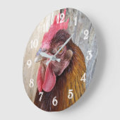 Red Chicken Hen Photo ラージ壁時計 (傾斜)