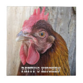 Red Chicken Hen Photo Personalized タイル (正面)