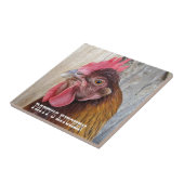 Red Chicken Hen Photo Personalized タイル (側面)