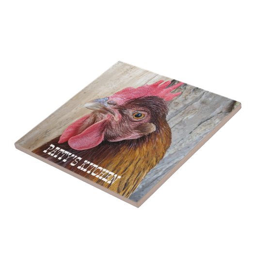 Red Chicken Hen Photo Personalized タイル (側面)