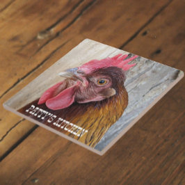 Red Chicken Hen Photo Personalized タイル
