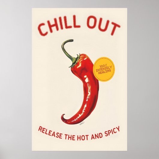 Red Chili Pepper 'Chill Out' Poster Spicy Kitchen ポスター (正面)