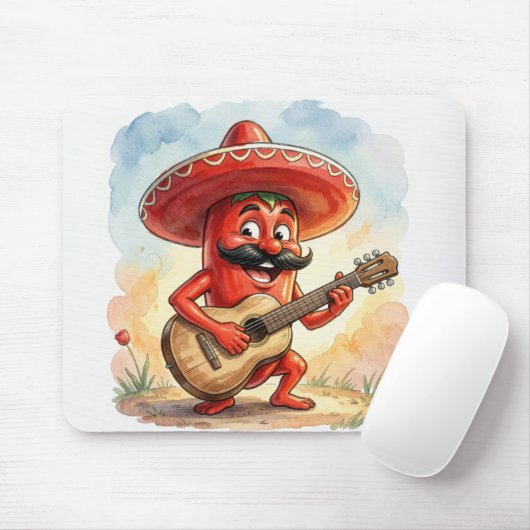 Red Chili Pepper Guitar Player マウスパッド (マウス)