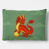 Red Chinese Dragon on Green アクセサリーポーチ (正面)