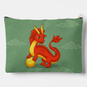 Red Chinese Dragon on Green アクセサリーポーチ (裏面)