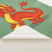 Red Chinese Dragon on Green シェルパブランケット (3/4)