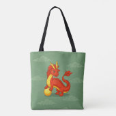 Red Chinese Dragon on Green トートバッグ (裏面)