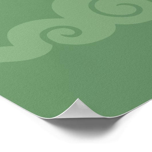 Red Chinese Dragon on Green ポスター (角)