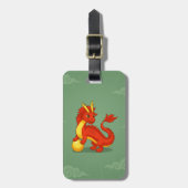 Red Chinese Dragon on Green ラゲッジタグ (正面縦)