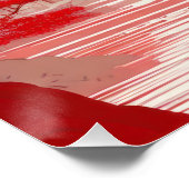 Red Chinese Landscape Painting - Serene Mountains ポスター (コーナー)