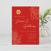 Red Chinese wedding dragon and phoenix 招待状 (スタンド正面)