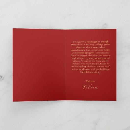 Red chinese wedding vow book his vows カード (内部)