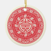 Red Chinese WuFu Good Luck Symbol セラミックオーナメント (正面)