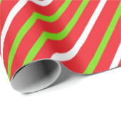 RED Christmasの白ストライプと緑の ラッピングペーパー (ロールコーナー)