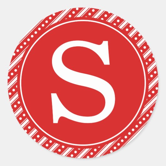 Red Christmas封筒用シールシール付き/モノグラム ラウンドシール (正面)