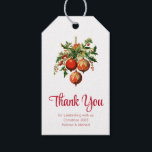 Red Christmas Bables with HollyフェスティバルThank You ギフトタグ<br><div class="desc">クリスマスギフトタグとヴィンテージスタイルイラストレーション。緑のホリーとベリーに囲まれた3つの赤いクリスマスボードブル。レトロスタイリッシュデザイン。</div>