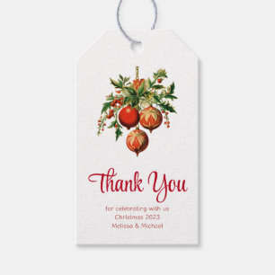 Red Christmas Bables with HollyフェスティバルThank You ギフトタグ