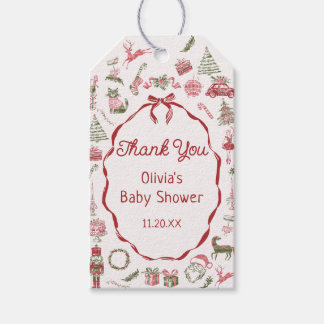 Red Christmas Baby Shower Thank You Gift Tag ギフトタグ