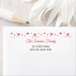 Red Christmas Border Snowflakes & Star Ornaments ラベル