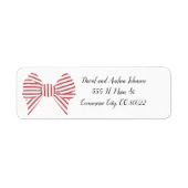 Red Christmas Bow Return Address Label ラベル (正面)