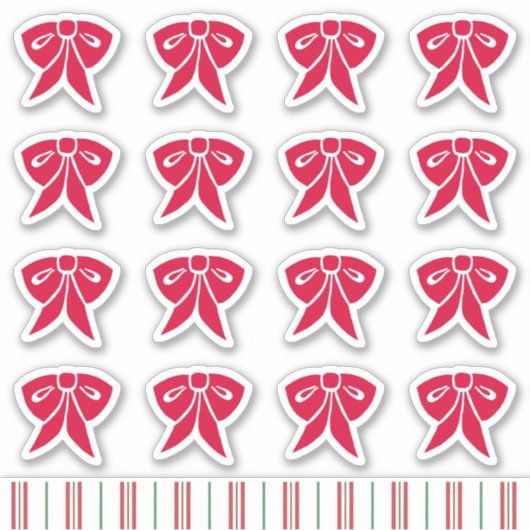 Red Christmas Bow Stickers シール (正面)