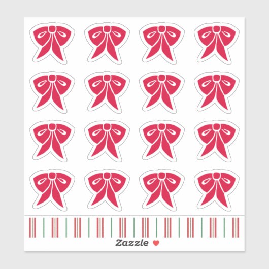 Red Christmas Bow Stickers シール (シート)