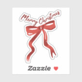 Red Christmas Bow with Merry Christmas Text シール (シート)