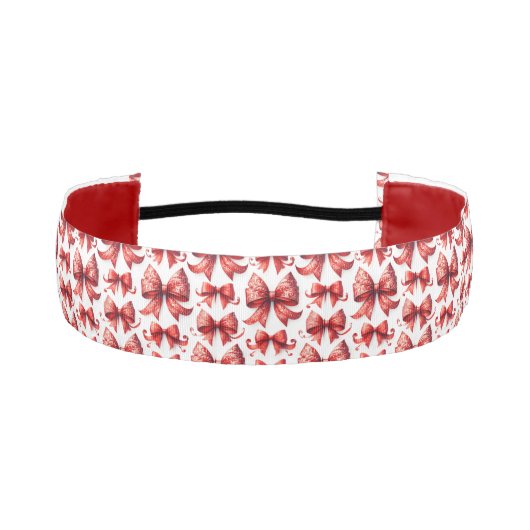 Red Christmas Bows アスレチックヘッドバンド (正面)