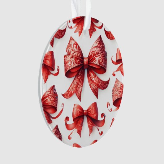 Red Christmas Bows オーナメント (正面)
