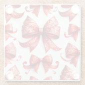 Red Christmas Bows ガラスコースター (裏面)