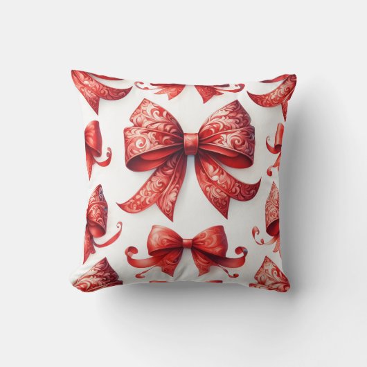 Red Christmas Bows クッション (正面)