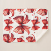 Red Christmas Bows シェルパブランケット (正面(横))