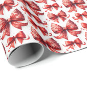 Red Christmas Bows ラッピングペーパー (ロールコーナー)
